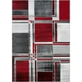 thumbnail image 2 of Boxes/Cubism/Squares Modern Abstract Contemporary Hand Carved Area Rug-Silver/Lava Red/Gray/Black, 2 of 7