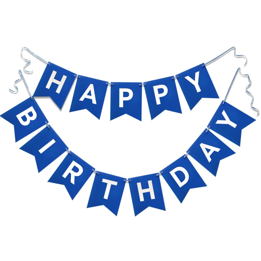 Navy Blue Happy Birthday Banner Nautical Theme Birthday Party Supplies ...