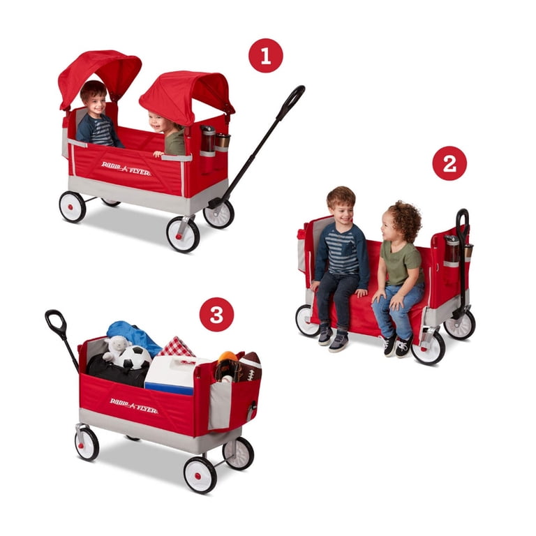 Radio Flyer, Family Wagon, Foldable Seats, Dual Adjustable UV
