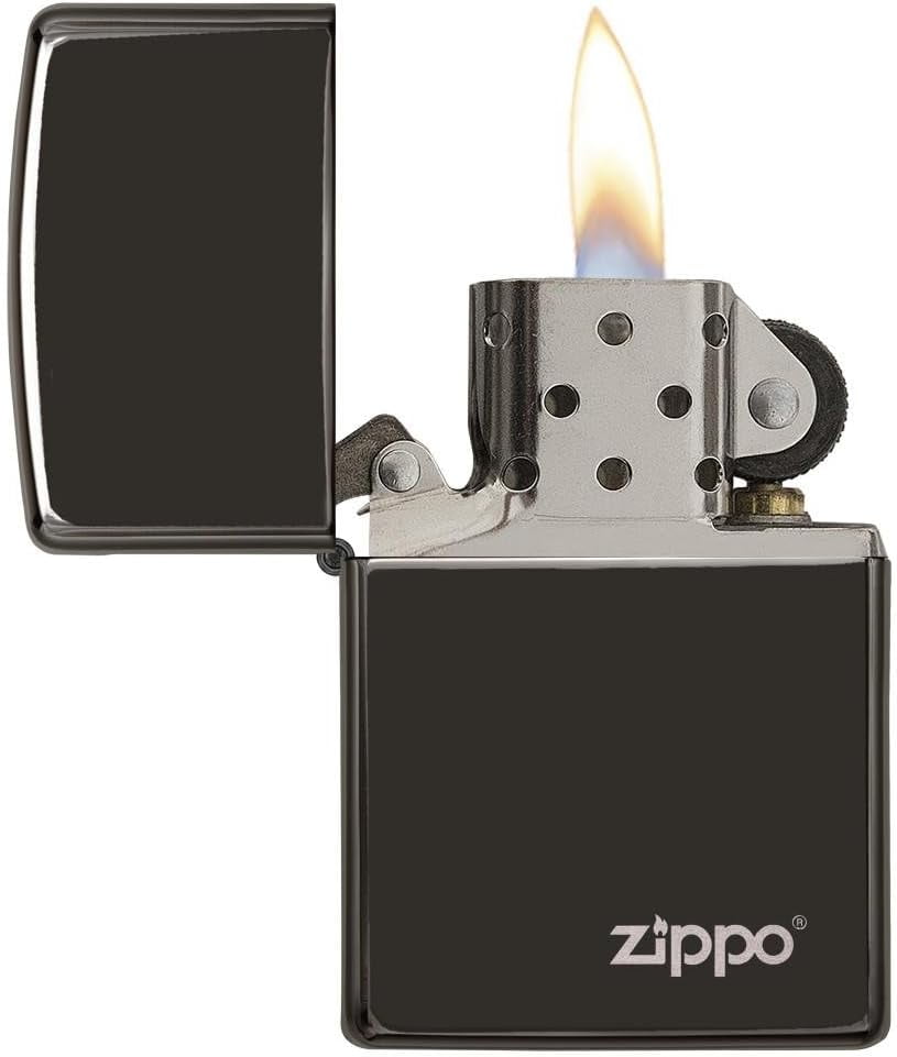 Zippo Lighter - Personalized Custom Message Engrave on Classic with Zippo Logo Windproof Lighter (Ebony 24756ZL)