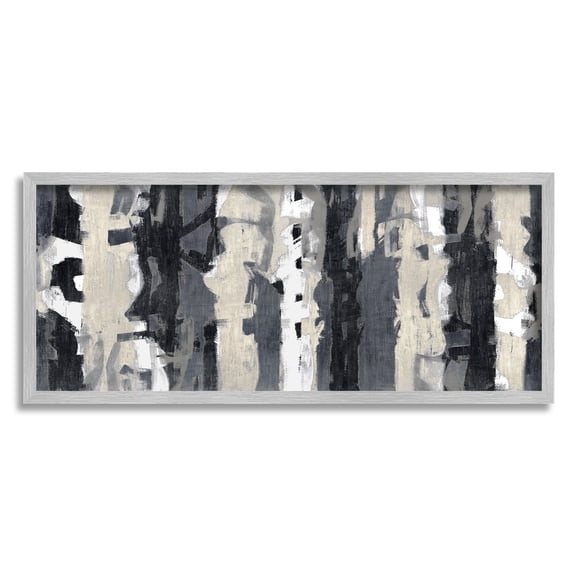 Stupell Industries Modern Busy Abstraction Grey Beige Black Messy Stripes, 13 x 30, Designed by Max Hansen