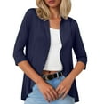 thumbnail image 1 of Women Cardigan Three Quarter Sleeve Solid Color Soft Elastic Casual All Occasions Wear, 1 of 4