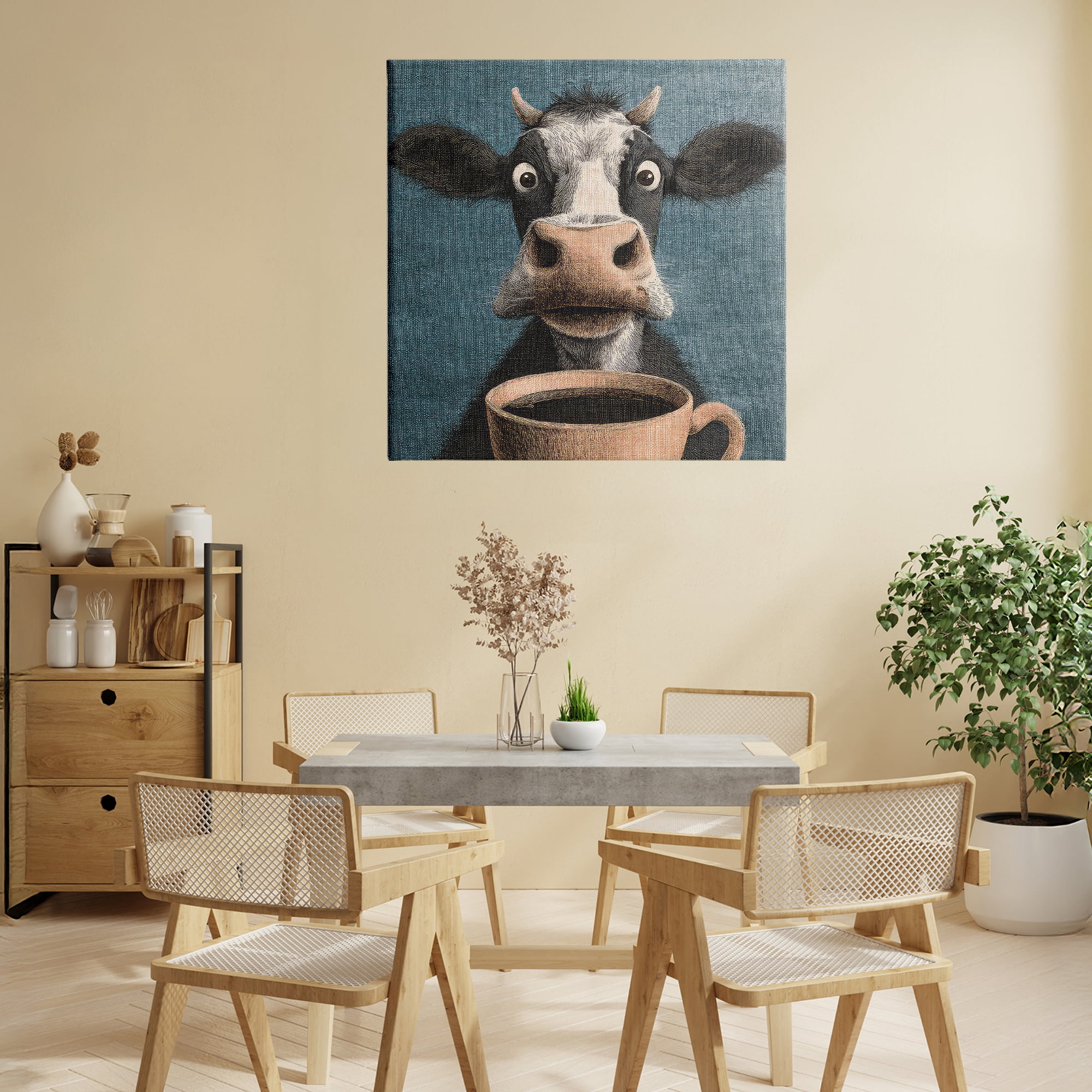 Stupell Industries Grumpy Cow & Coffee Canvas Wall Art, design by The Wands Want