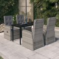 thumbnail image 1 of vidaXL 5 Piece Garden Dining Set with Cushions Grey, 1 of 7