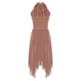 thumbnail image 3 of Sholeno Women's Glittery Lyrical Ballet Dance Dress Irregular Mesh Ruffled Skirt Modern Dancing Outfit Red Brown XXL, 3 of 6