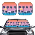 thumbnail image 2 of Honeii Beach with Palm Trees Print Foldable Car Sun Shade for Windshield, 2-Piece UV Protection Shade, Protects Car Interior, Ideal for Cars, Trucks, SUVs-Medium, 2 of 6