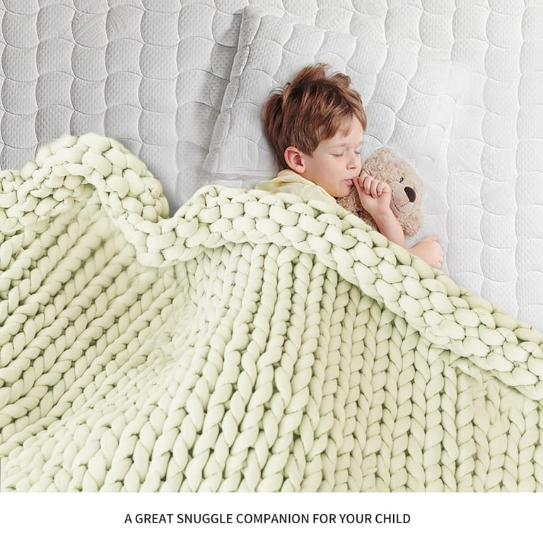 Knitted Weighted Blanket for Adults 50 x70 12lbs Cooling Chunky Knit Heavy Blanket for Adults Braided Crochet Throw Thick Cable Yarn Knit No Beads Evenly Weighted Machine Cream Walmart