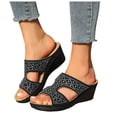 thumbnail image 2 of IUJSOY Sandales Compensées pour Femmes Été Chic Rétro Strass Décontractées à Enfiler Marche Sheos Mules, 2 of 9