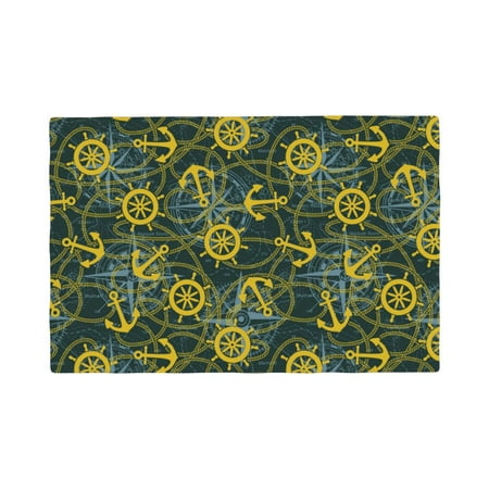 

Table Placemats Set of 4 - Marine Anchors And Compass 12x18 In Faux Linen Double Heat Resistant Place Mats Cloth Indoor/Outdoor Placemats Washable Table Mats for Dining Kitchen Party