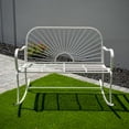 thumbnail image 6 of XBrand 44.5"L Iron Sun-Patterned Seat for Two Indoor/Outdoor Rocking Bench, Durable Patio Rocking Bench, White, 6 of 6
