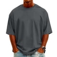 thumbnail image 2 of Zimjoy Men's T-Shirts Casual Basic Crew Neck Short Sleeve Tee Shirts Summer Solid Color Business Pullover Shirt Dark Gray L, 2 of 5