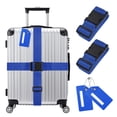 thumbnail image 1 of 2-Conjuntos de Correas de Equipaje Aprobadas por TSA, Conjunto de Etiquetas de Maleta con Correas Ajustables [Azul Oscuro], 1 of 1