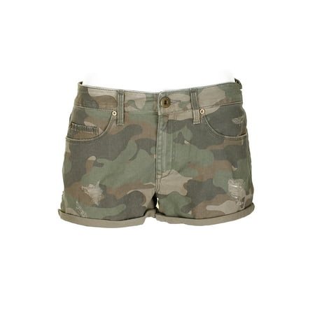 - American Rag Juniors Dusty Olive Camo-Print Twill Cargo Shorts 7