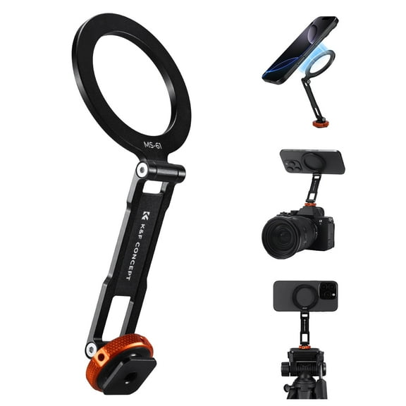 K&F CONCEPT Magnetic Metal Phone Mount with Cold Shoe Mount, Adjustable Rotatable with iPhone 16/15/14/13, Camera Monitoring, Tripods, Stabilizers