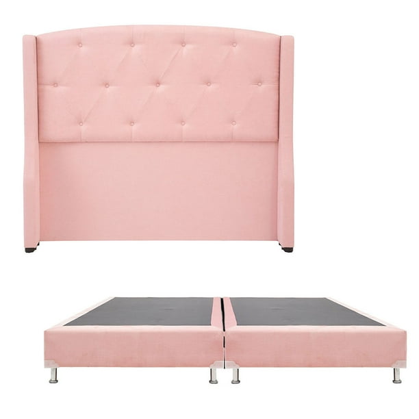 Box Base Cama King Size + Cabecera Zefyr Rosa