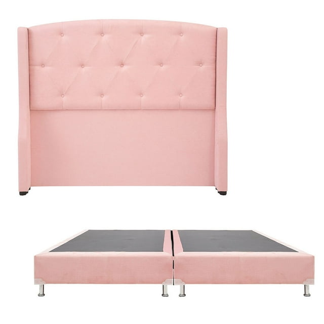Box Base Cama King Size + Cabecera Zefyr Rosa Dicasa Zefyr Pink