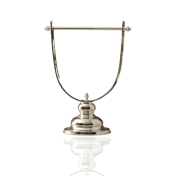Silver Brass Towel Holder – Countertop Display with Arched Frame