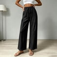 thumbnail image 6 of Lumtrix Cotton Linen Pants for Women Wide Leg Palazzo Pants Elastic High Waisted Summer Beach Casual Lounge Slacks with Pockets Black XL, 6 of 7