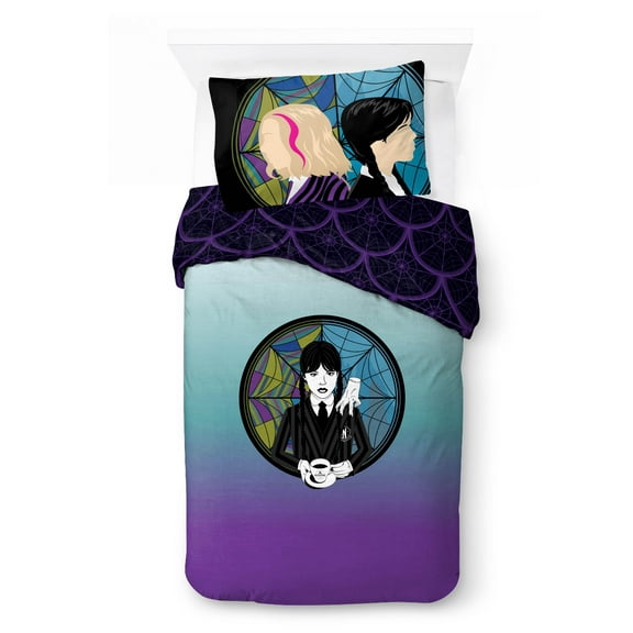 Wednesday Kids 2-Piece Twin/Full Comforter Set, Reversible, Microfiber