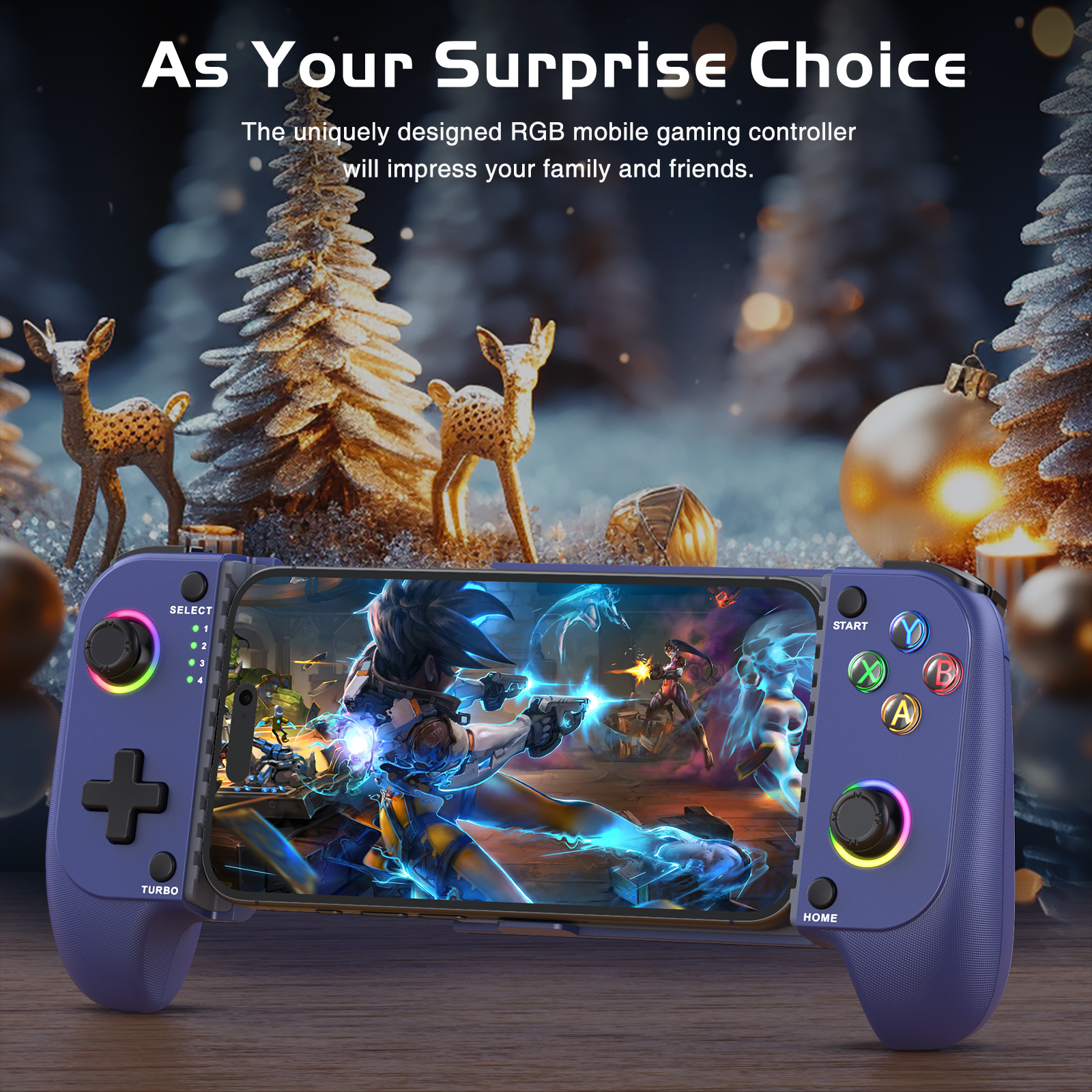 Controlador de Juegos Móvil para iPhone y Android, Controlador Inalámbrico QQV con RGB, Botones Traseros Programables, Diseño Extensible, Azul 5