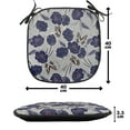 thumbnail image 4 of Floral Chair Seating Cushion Set of 2, Digitally Generated Hand Drawn Flower Motifs and Butterflies, Seat Pads for Office with Anti-slip Backing, 16"x16", Pale Taupe Cream, by Ambesonne, 4 of 7