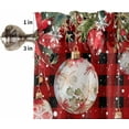 thumbnail image 3 of Christmas Kitchen Curtains and Valances Set, Rod Pocket Curtains Tier Farmhouse Window Curtains 36 Inch Length, Snowflake Flowers Ball Red Black Buffalo Plaid 3 Piece Kitchen Curtains Set, 3 of 6