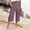 Purple, variant on WRFWUL Womens Cotton Linen Pants Ruffle Elastic High Waist Cropped Capri Pants Beach Vacation Trousers