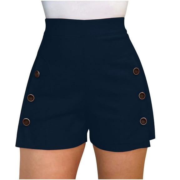 Admvng Women's Shorts Comfy High Elastic Waist Casual A-line Shorts S-L