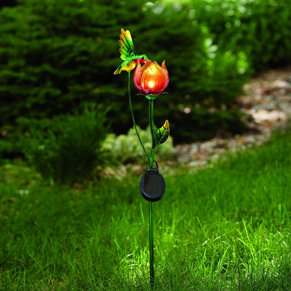 Mainstays Solar Hummingbird Garden Stake with LED Light for Outdoor Décor