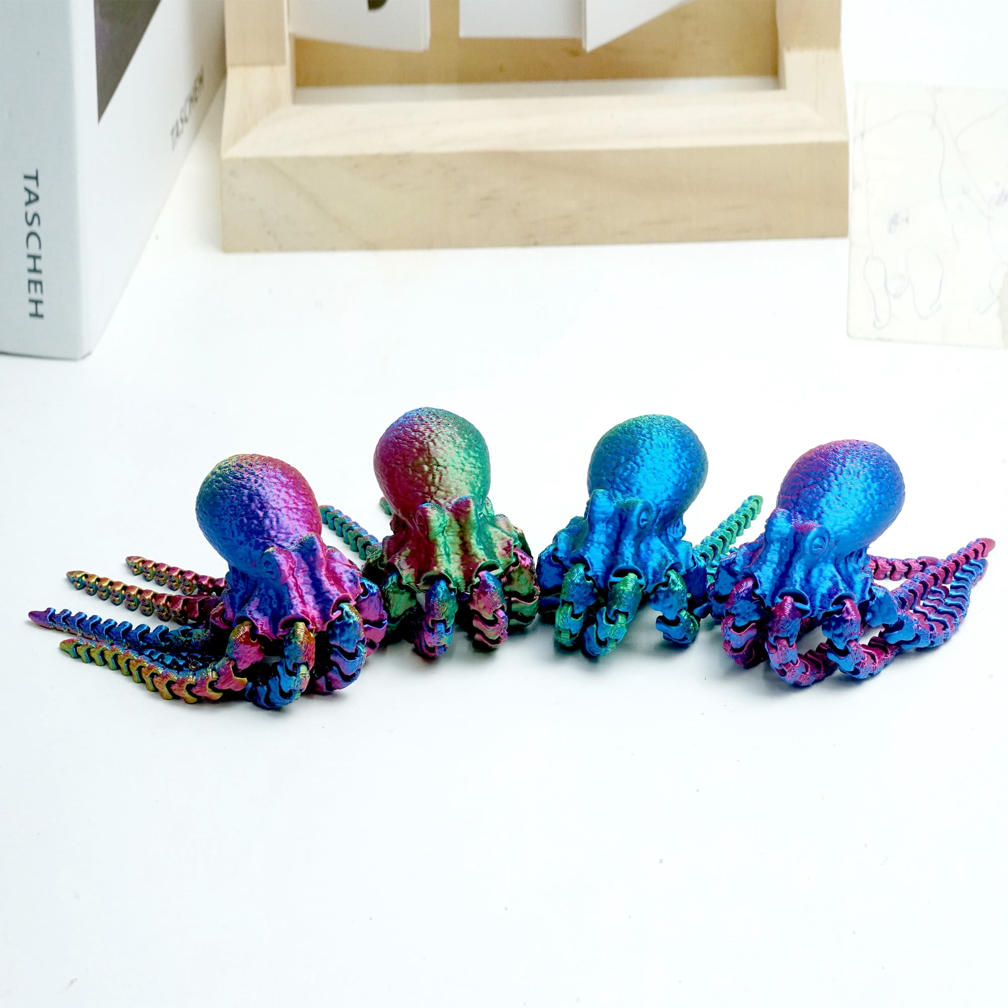 4pcs 3D Printed Octopus,Articulated Models,Flexible Joint Animal Figurines, 3D Printing Stuff Cheap,Stress Relief, Fidget restlessness, ADHD Toys, Surprise Fantasy Gifts