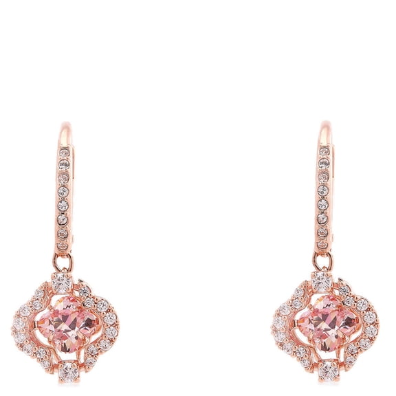 Swarovski Rose Gold-Plated Sparkling Dance Clover Drop Earrings