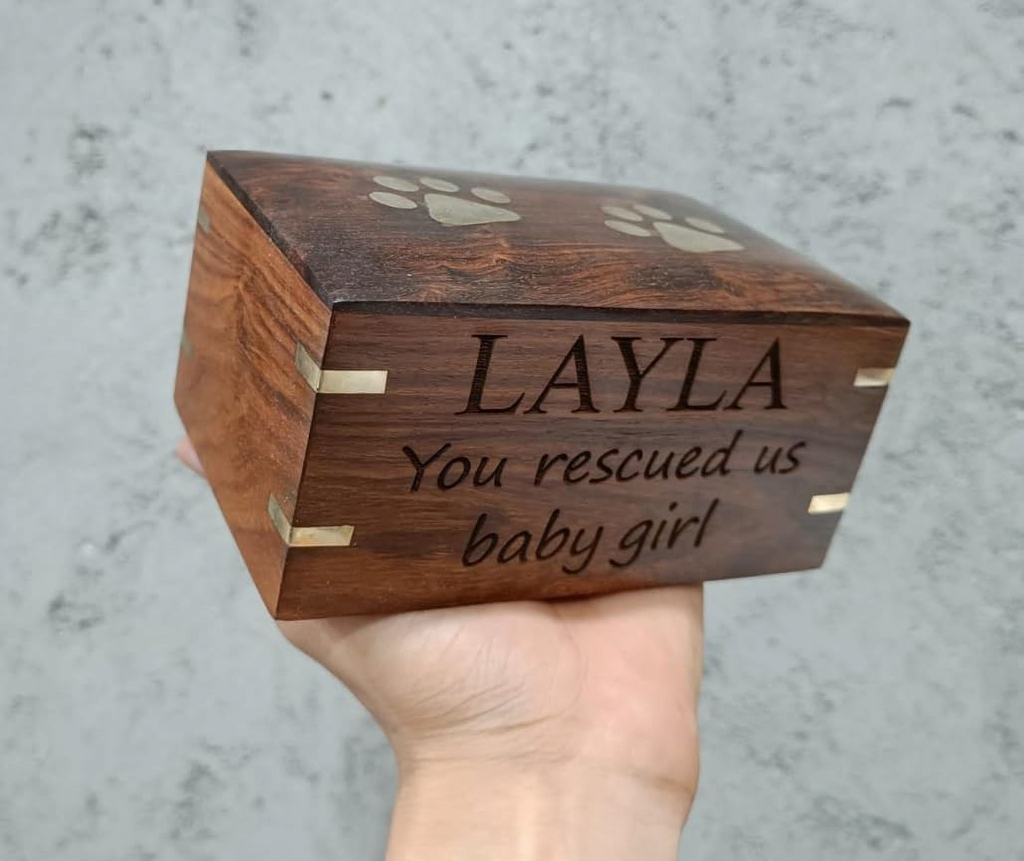Rosewood Pet Urn For Dog Ashes - Personalized Wooden Urn For Ashes - Memorial Keepsake Funeral Cremation Urn Box -  7.5 X 5.5 X 3.5 - 100Lbs Or 45Kg