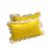 Tarmeek Ruffled Pillow Shams Standard Set of 2 Pillowcases Farmyard Pillow Cover Ruffle Decorative Pretty Princess Throw Pillow Cover Cotton Cute 19x30in