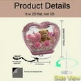 thumbnail image 2 of Valentine's Day Heart Shaped Bear Flower Ornament, 2D Flat Plastic Table Decoration, Pretty Cute Rotating Base Rose Bear Acrylic Flat Ornament for Home Office, Romantic Gift for Wedding, Anniversary, 2 of 2