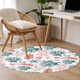 thumbnail image 5 of Coral Coastal Round Area Rug 4ft, Blue Red Nautical Summer Beach Ocean Washable Non-Slip Circle Rugs for Bedroom Living Room Kitchen, Soft Non Shedding Circle Carpet for Dining Room Dorm, 5 of 9