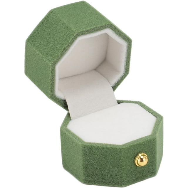 Yazoeia Rings Box, Hexagonal Exquisite Romantic Small Flannel Ring Gift Case for Proposal Engagement Wedding(Green) CJC912-198197