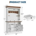thumbnail image 3 of Farmhouse Coffee Bar Cabinet with LED Light,72" Tall Coffee Bar Hutch with Storage,Sideboard Buffet Cabinet with Microwave Stand/Glass Shelf/6 Hooks/3 Drawers for Kitchen Dining Room(ship in 2 boxes), 3 of 7