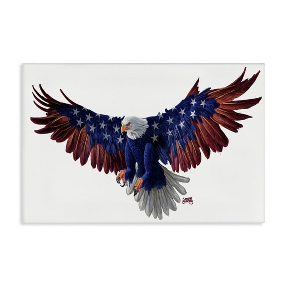 Stupell Industries Patriotic Pattern Eagle Americana Painting Wrapped Canvas Canvas Art Print Wall Art, 24 x 16