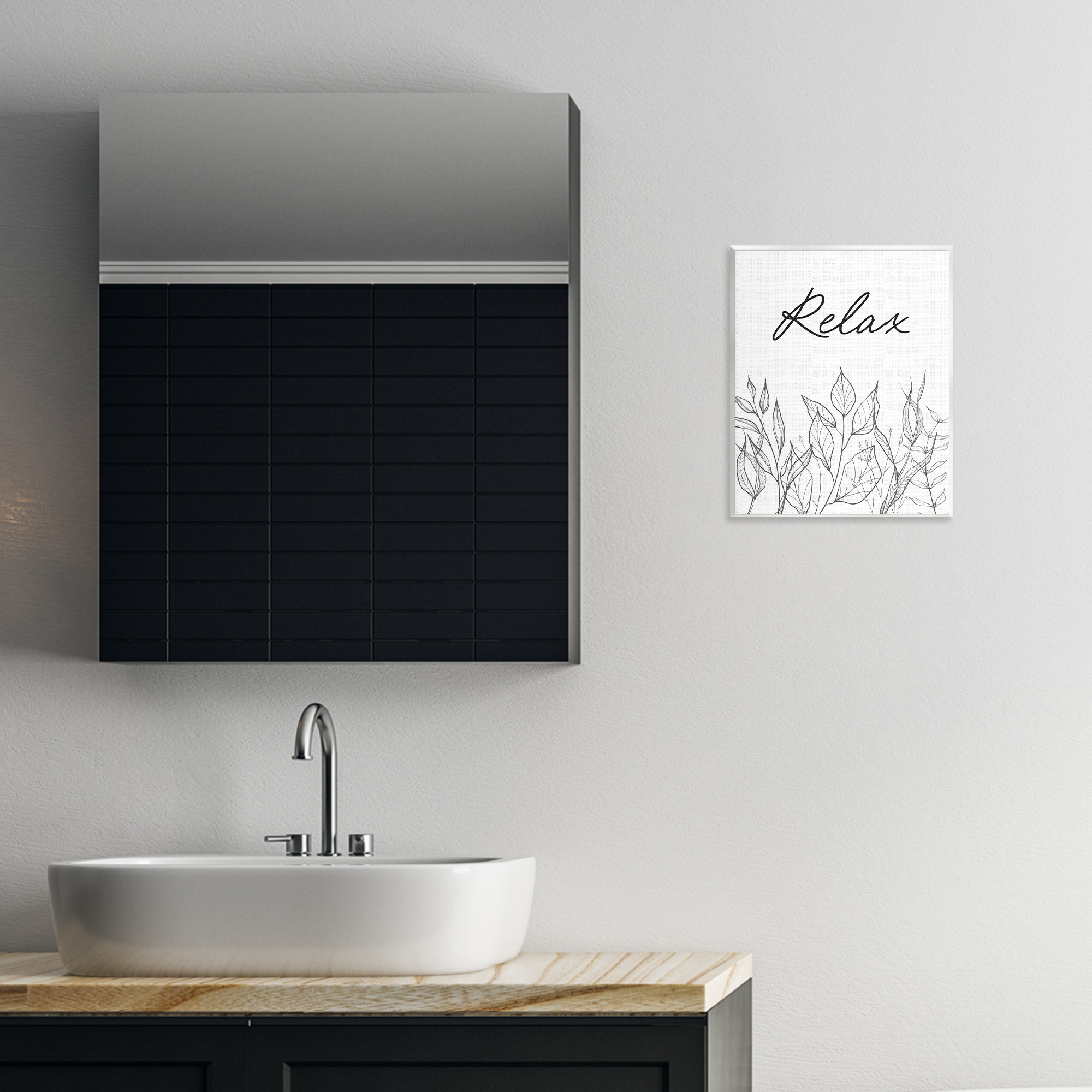 Relax with Leaf Outlines Wall Plaque Art, design by Lettered and Lined