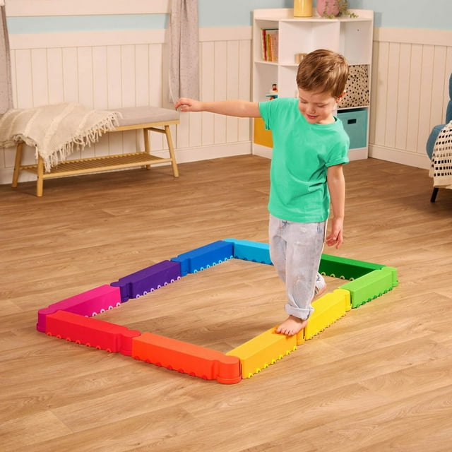 Battat Rainbow Ridge Balance Beams Active Playset with 10 Plastic Pcs, Toddler and Preschool Toys