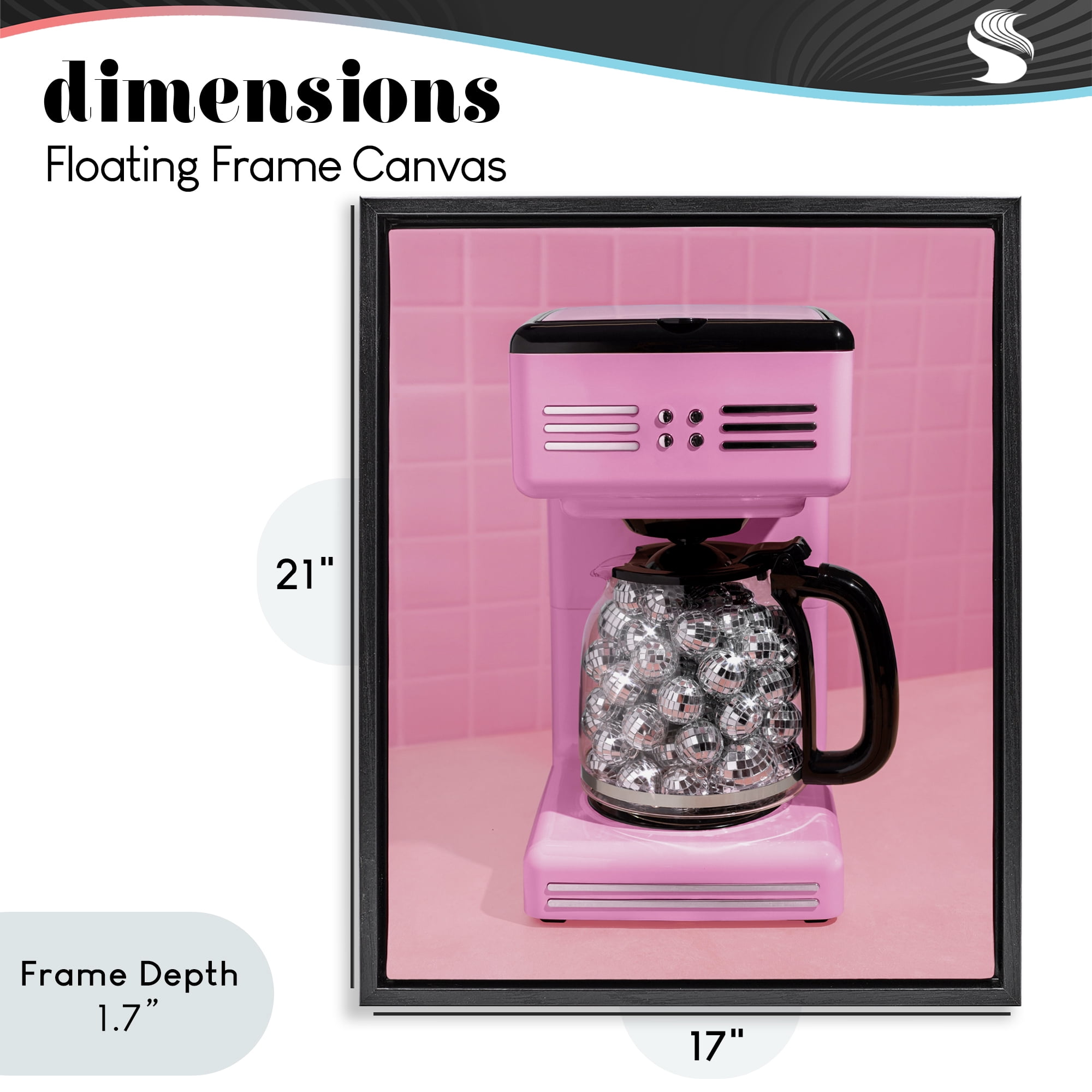 Stupell Industries Disco Coffee Over Pink Black Framed Floater Canvas Wall Art, design by LISH Creative