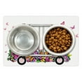 thumbnail image 1 of Cars Pet Mat for Food and Water, Woman Driving a Floral Vehicle Butterflies in the Air Female on the Road Girls Theme, Non-Slip Rubber Mat for Dogs and Cats, 18" X 12", by Ambesonne, 1 of 2