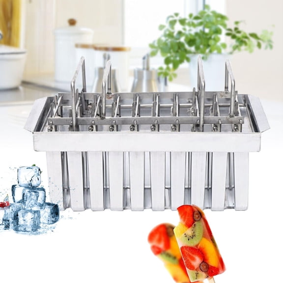 Miumaeov 20Pcs Stainless Steel Ice Lolly Popsicle Molds Kit Ice Cream Stick Holder   Cleaning Brush