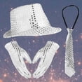 thumbnail image 1 of Ensemble d'Accessoires de Performance DISCO pour Hommes avec Chapeau, Gants et Cravate pour Concert et Événements, 1 of 4