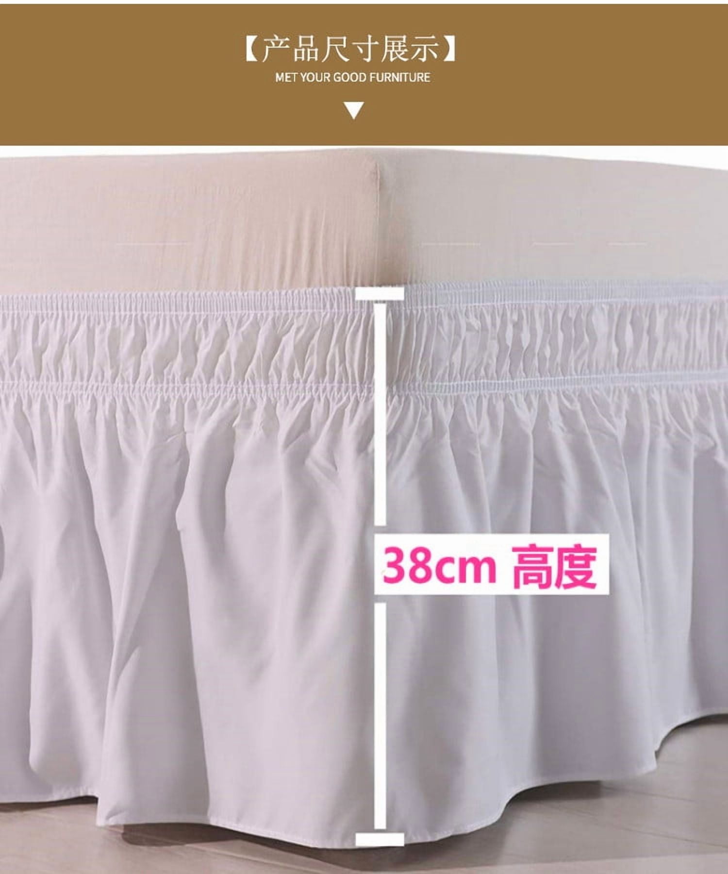 Nvzi adjustable elastic bed skirt 1 piece, Off-white machine washable elastic dustproof bed skirt, easy to install, soft bed skirt for bedroom bed decoration, King 78*80+15inch