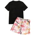 thumbnail image 4 of GrmtClth Mens Hawaii 2 Piece Outfits Tropical Crew Neck Tee and Shorts Set Casual Short Sleeve Outfits Trendy Elastic Drawstring Clothes Hot Pink M, 4 of 4