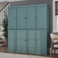 thumbnail image 5 of 100% Solid Wood Kitchen Pantry Storage Cabinet with Solid Doors and Adjustable Shelves, Aqua Blue Wooden Modular Tall Cabinets, 5 of 6