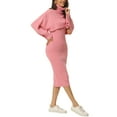 thumbnail image 4 of INSPIRE CHIC Women's Two Piece Outfits Knitted Long Sleeve Turtleneck Sweaters Tank Bodycon Midi Dress Set XL Pink, 4 of 6