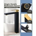 thumbnail image 4 of Wowow Vessel Sink Faucet Black and Gold, Single Handle Tall Bathroom Faucet, Single Hole Lavatory Vanity Mixer Bar Tap with Pop Up Drain and Faucet Supply Lines, 4 of 6