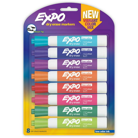 EXPO Low Odor Dry Erase Markers, Chisel Tip, Vibrant Colors,